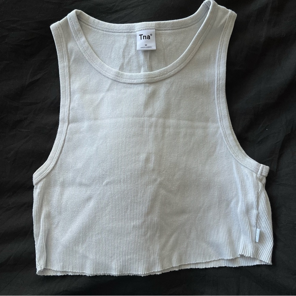 Tna Women's Pale Blue Ribbed Crop Top